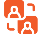 Two stylized person icons connected